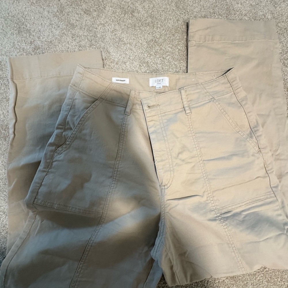 LOFT Tan Cargo Pants Cotton Blend